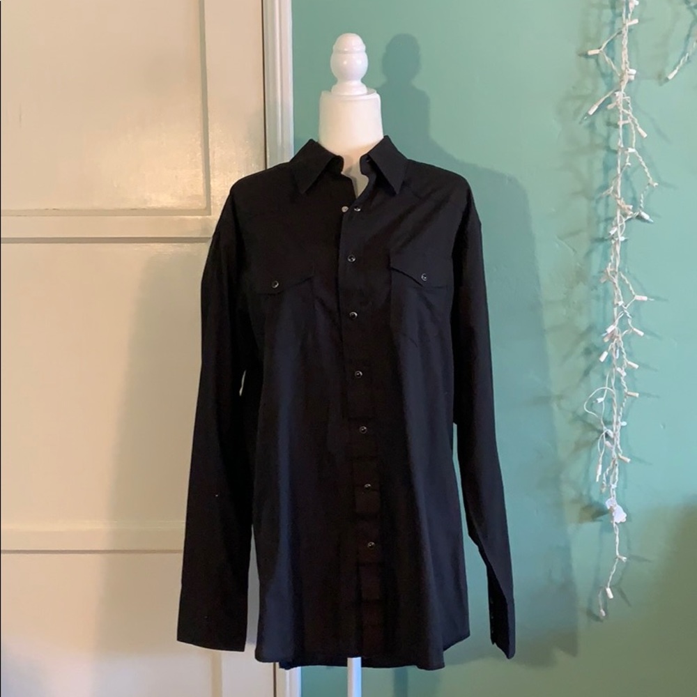 Men’s Button Up Shirt - Black - Picture 1 of 5